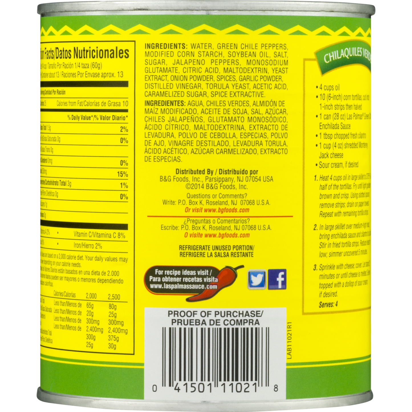 Las Palmas Medium Green Chile Enchilada Sauce, 28 oz