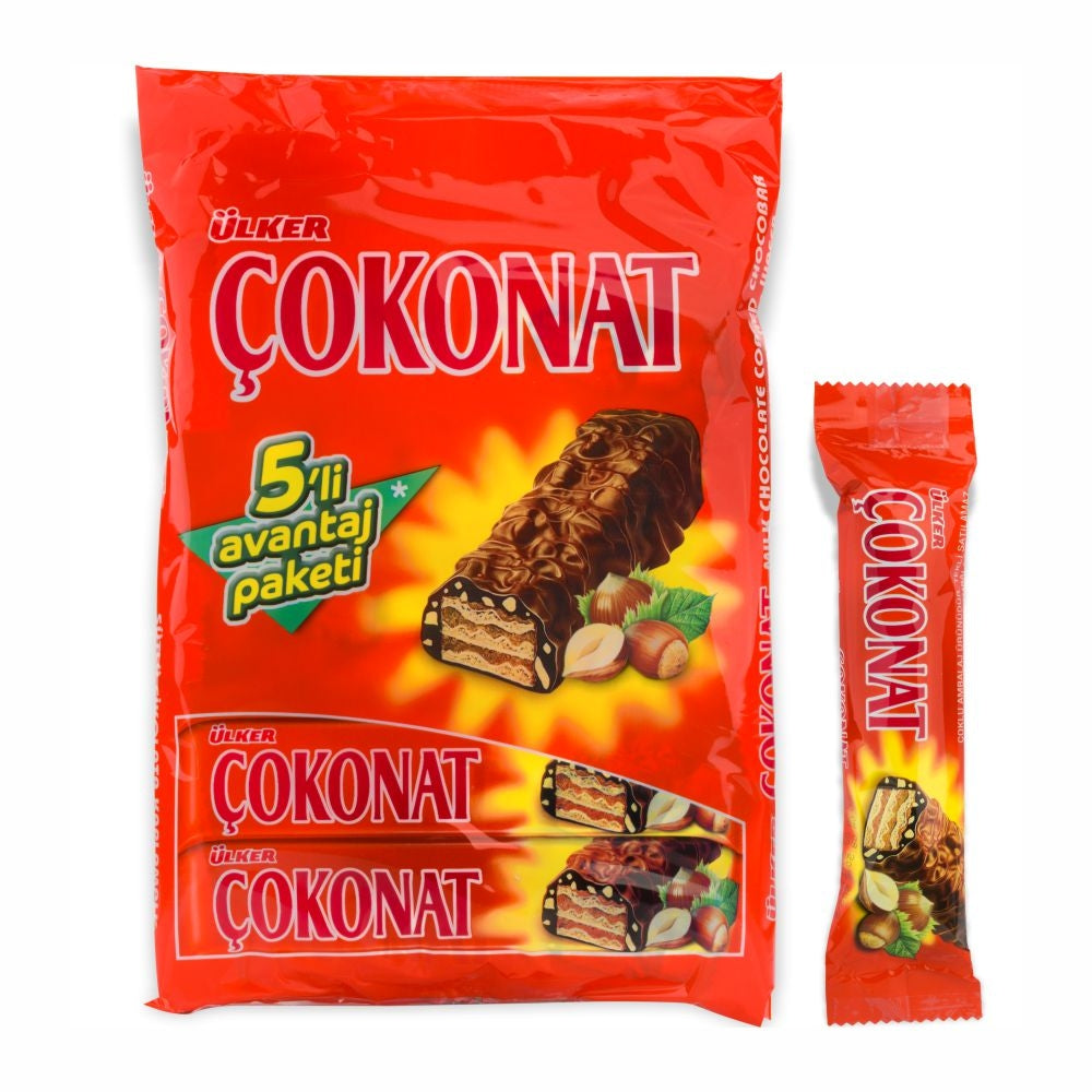 Ulker Cokonat Chocolate coated chocobar hazelnut 120gr 5 Unit