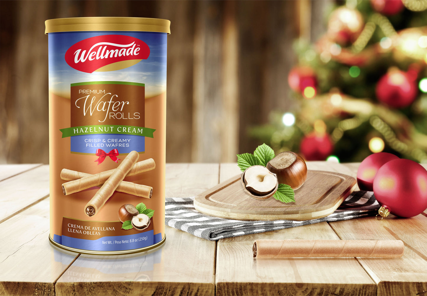 Wellmade Wafer Rolls Hazelnut Cream 250gr