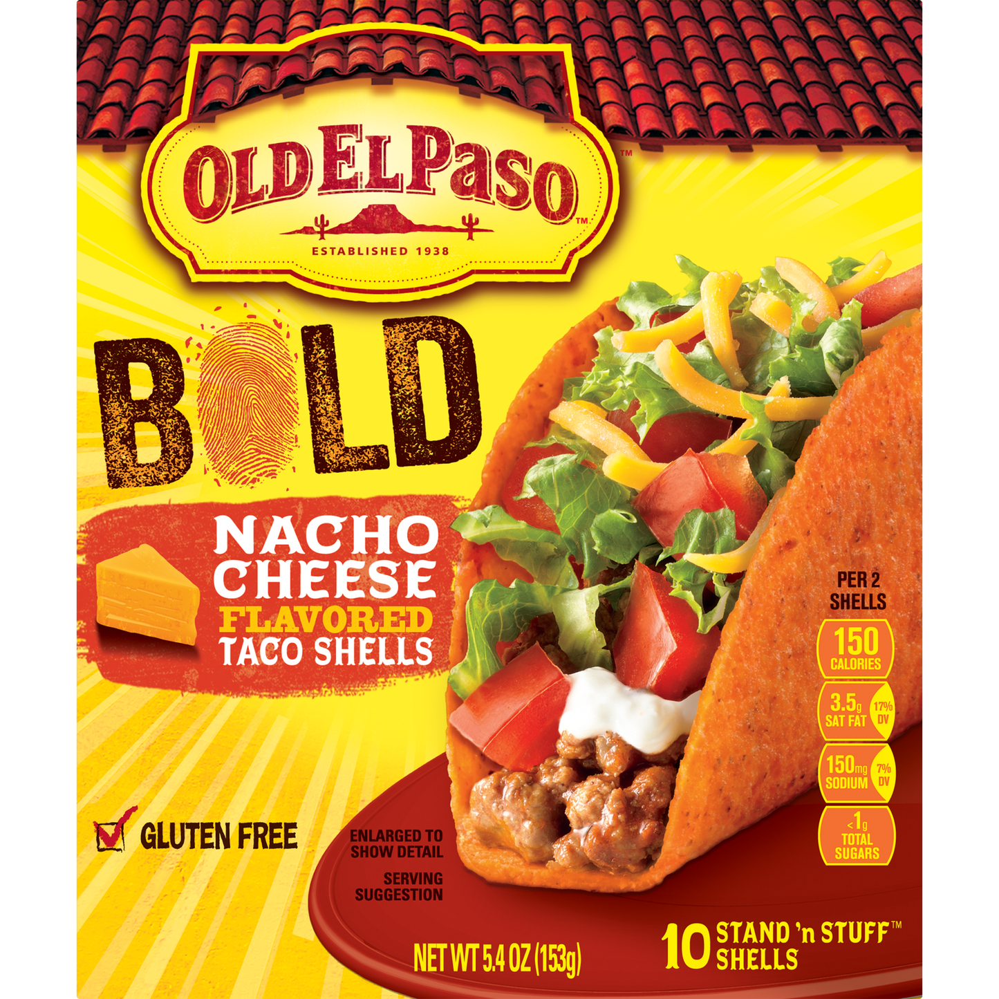 Old El Paso Stand 'N Stuff Bold Nacho Cheese Flavored Shells, 5.4 oz