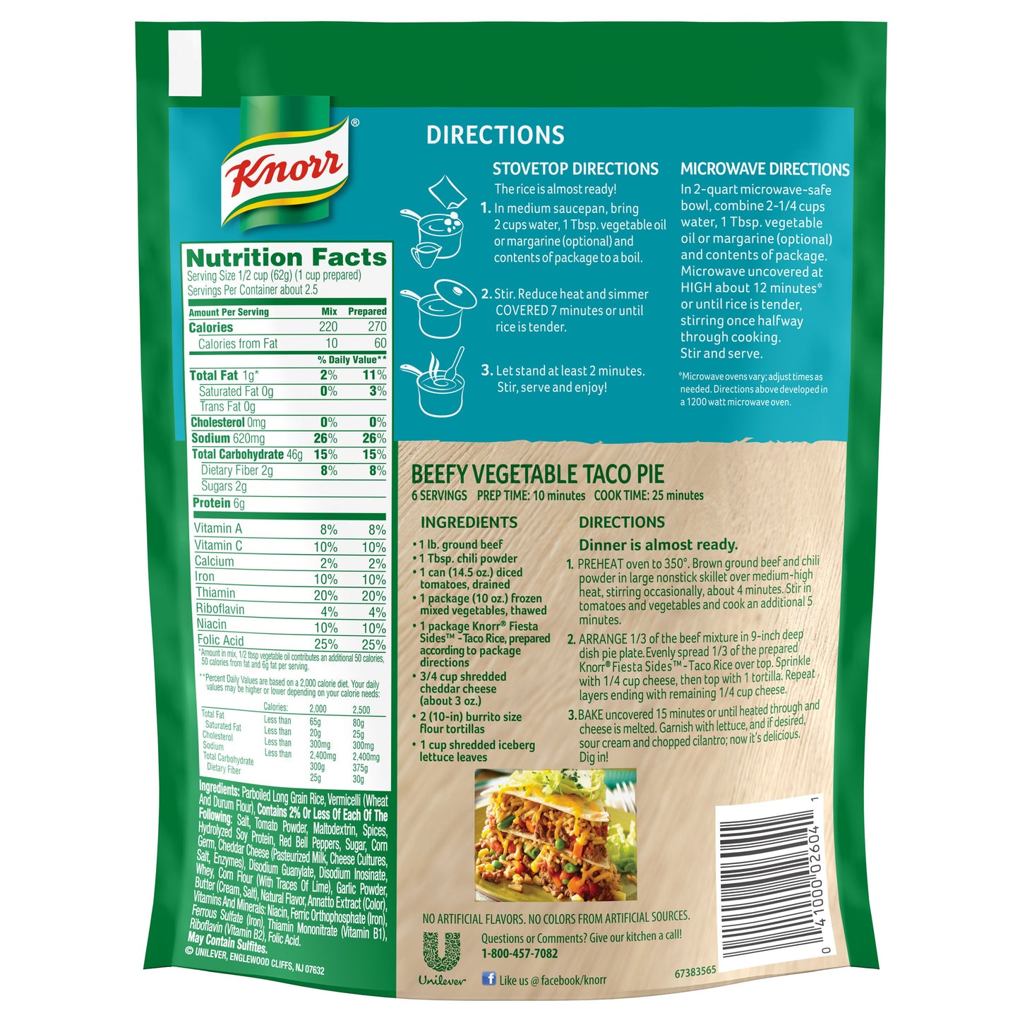 Knorr Fiesta Taco Rice Side Dish, 5.4 oz