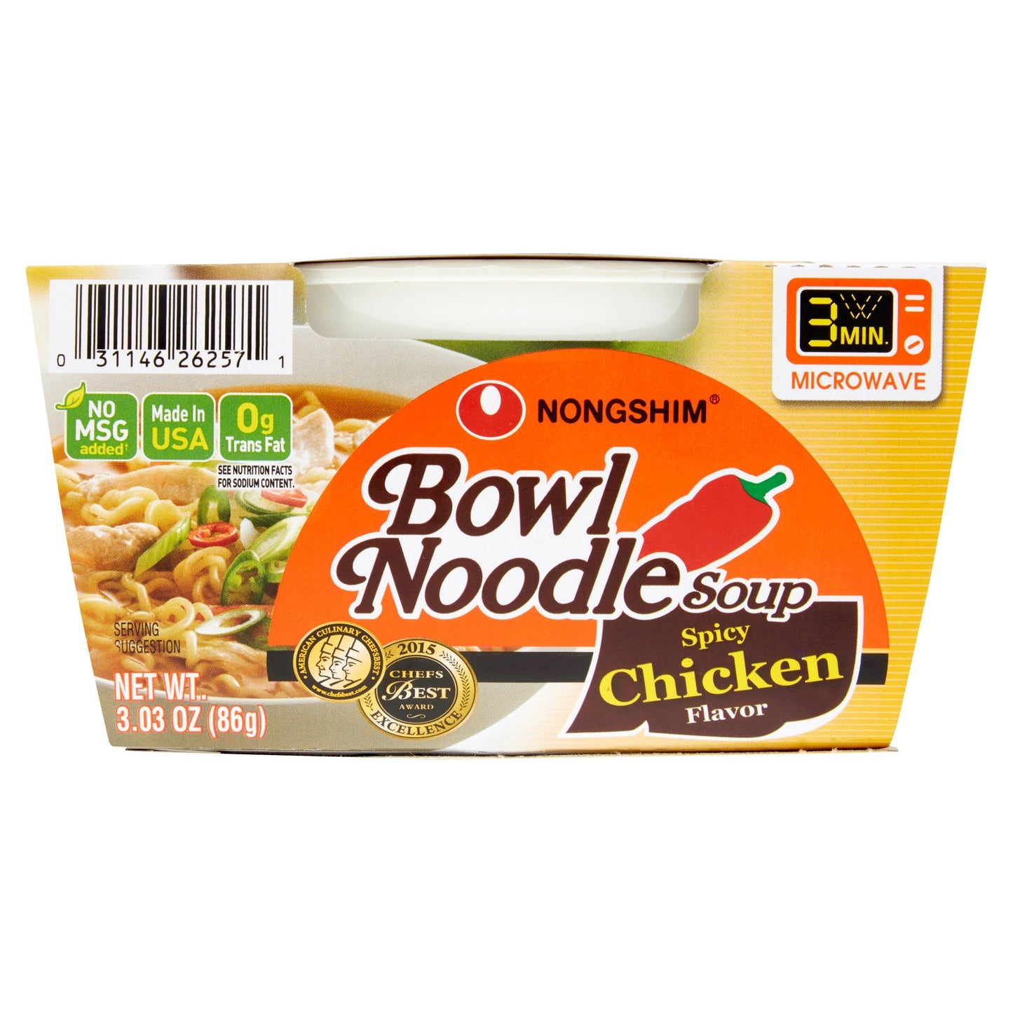 Nong Shim Spicy Chicken Flavor Bowl Noodle Soup, 3.03 oz