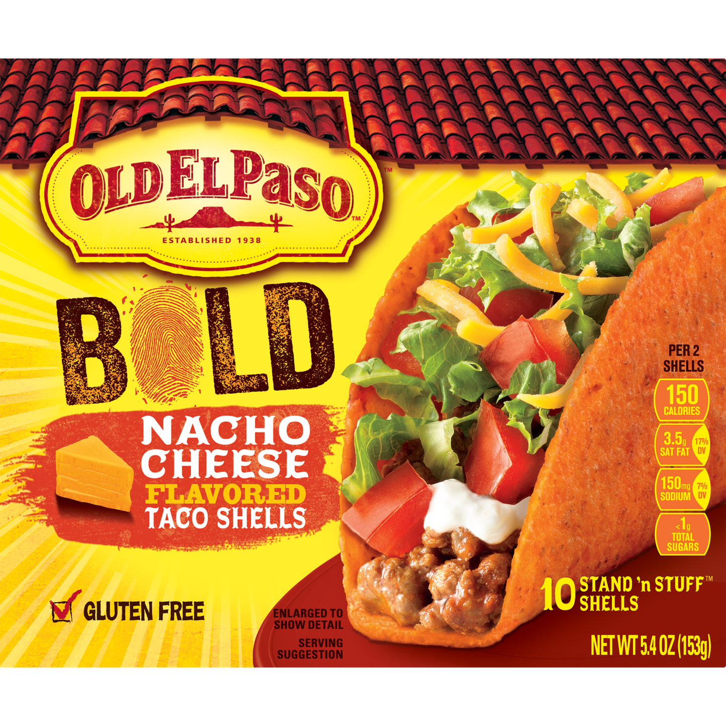 Old El Paso Stand 'N Stuff Bold Nacho Cheese Flavored Shells, 5.4 oz