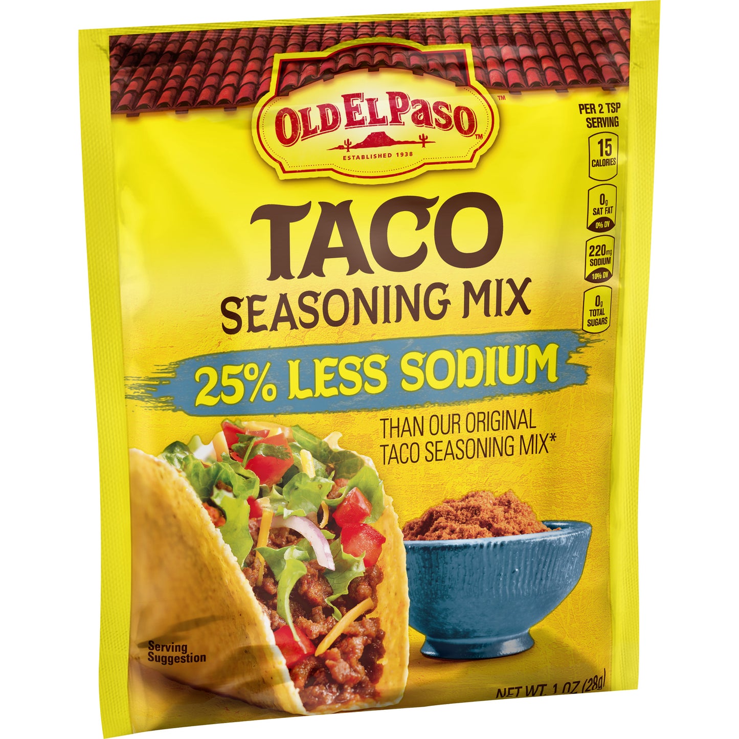 Old El Paso Taco 25% Less Sodium Seasoning Mix, 1 oz