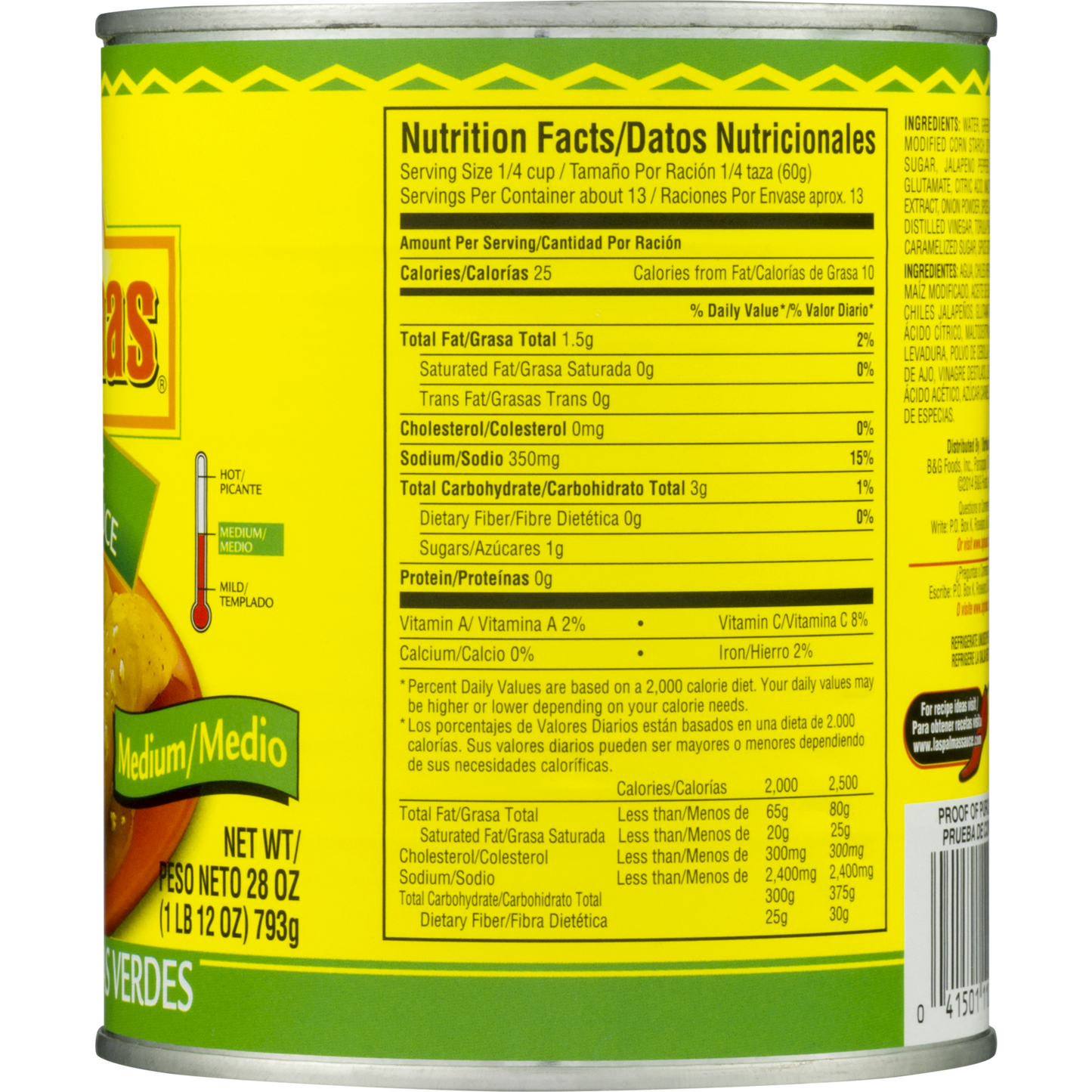 Las Palmas Medium Green Chile Enchilada Sauce, 28 oz