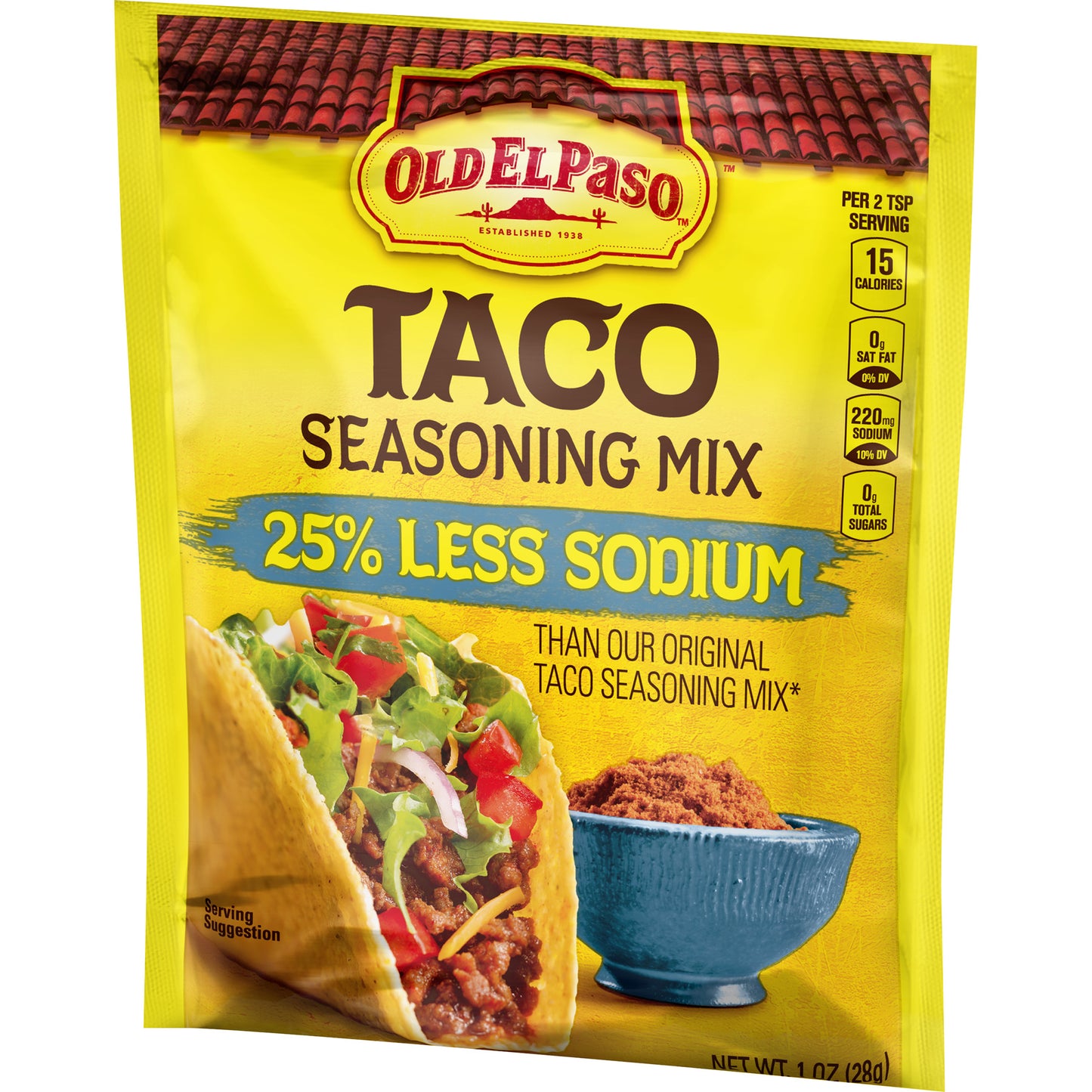Old El Paso Taco 25% Less Sodium Seasoning Mix, 1 oz