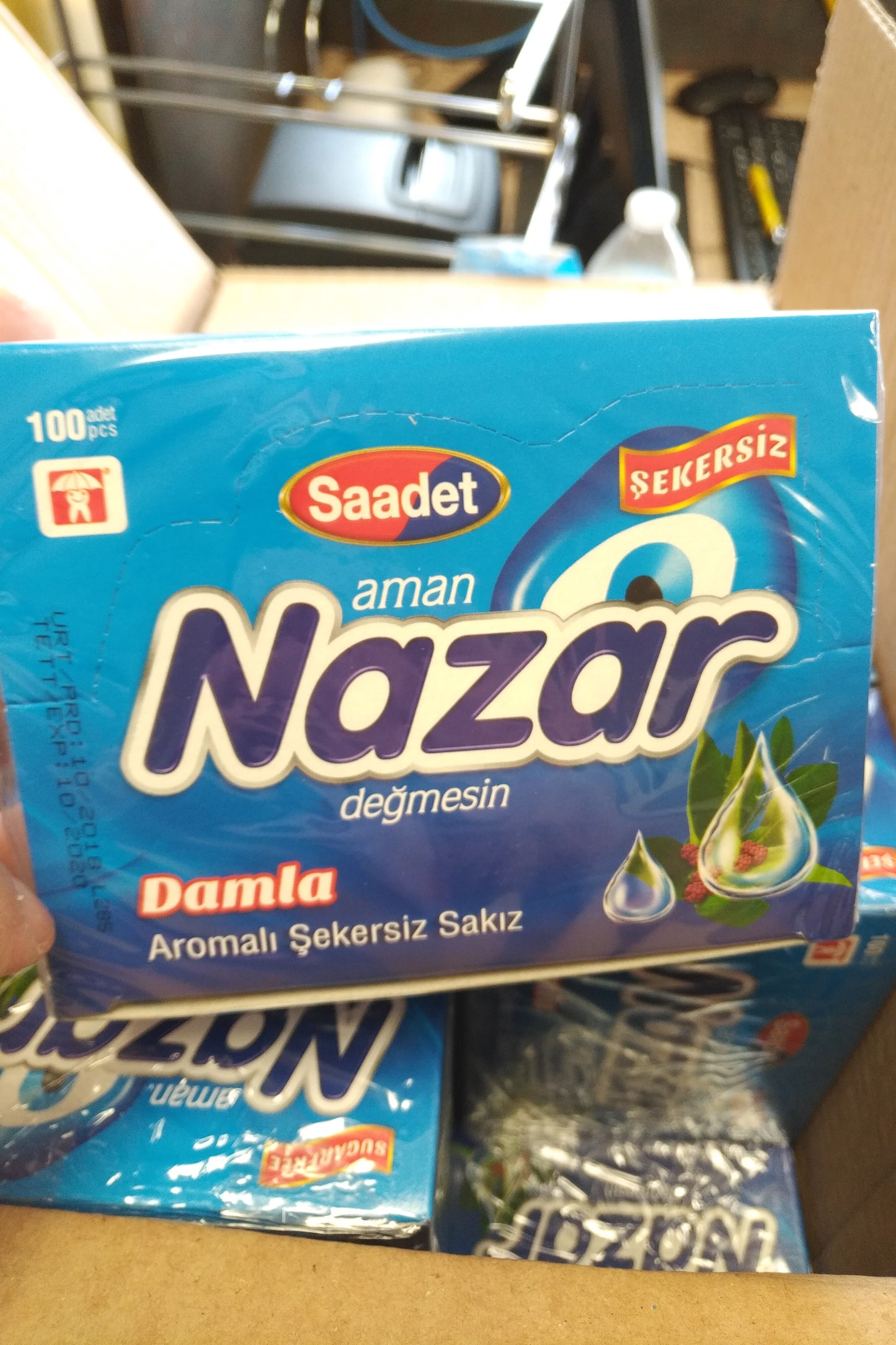 Nazar Sugar Free Turkish Chewing Gum 100 Pcs Damla