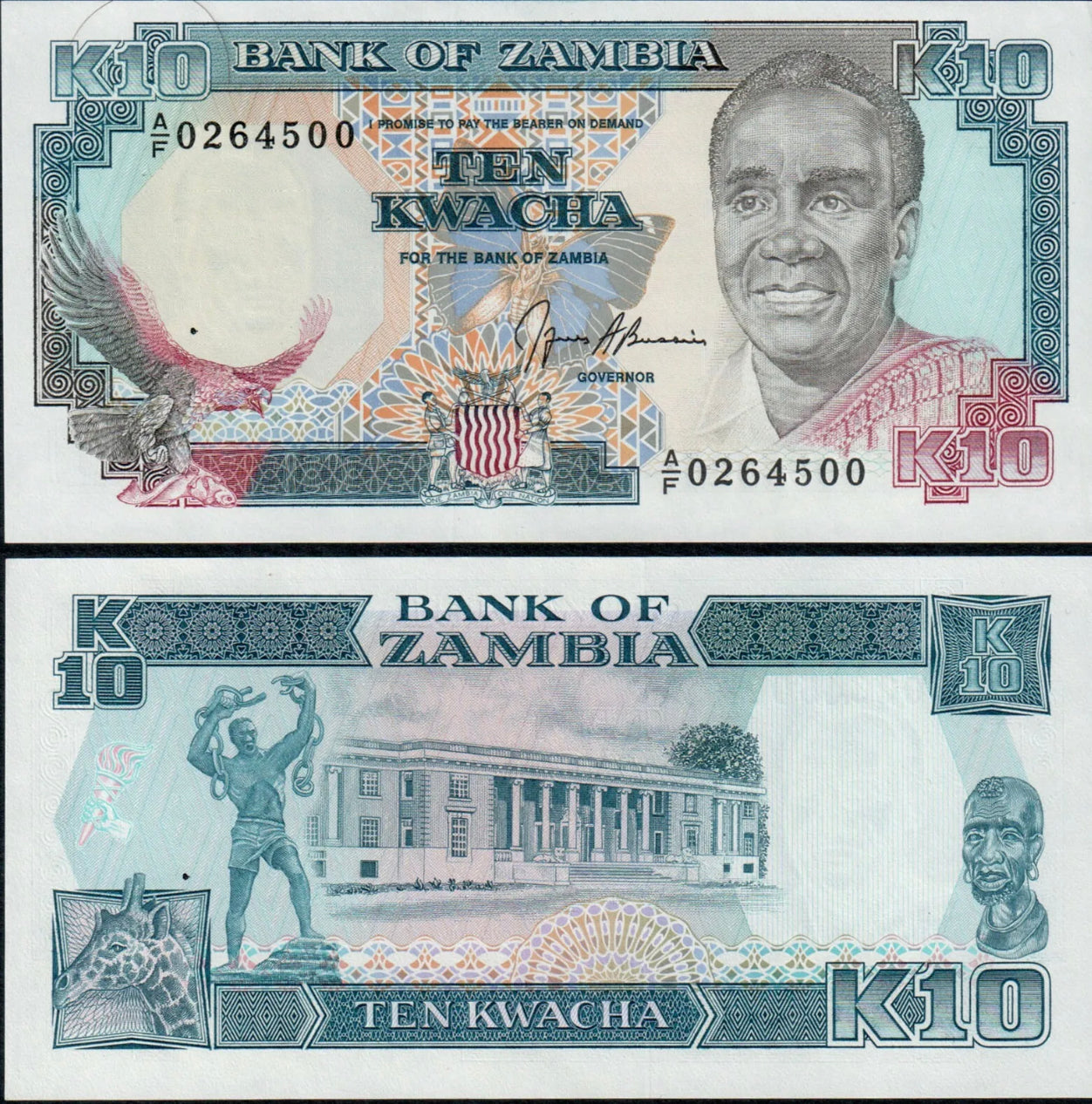 ZAMBIA 10 KWACHA (P31b) N. D. (1989-91) UNC