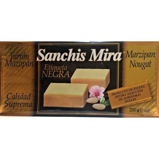 Turrón Mazapan Marzipan Nougat Etiqueta Negra Sanchis Mira Imported 200gr