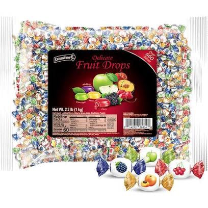 Colombina Delicate Fruit Filled Drops. Bulk Bag of 2.2 Lb