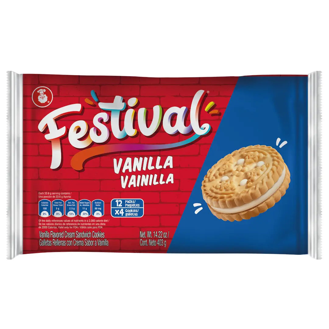 Festival Galletas con Crema To Go Vanilla Noel 14.1 oz - 12 ct