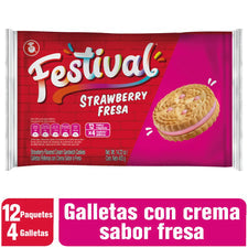 Festival Galletas con Crema To Go Fresa Strawberry 14.1 oz - 12 ct