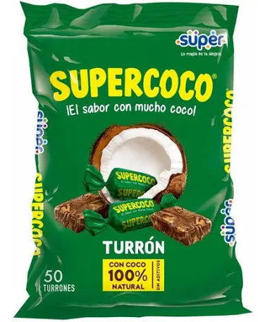SUPER TURRON SUPERCOCO ALL NATURAL COCONUT CANDY 50 COUNT