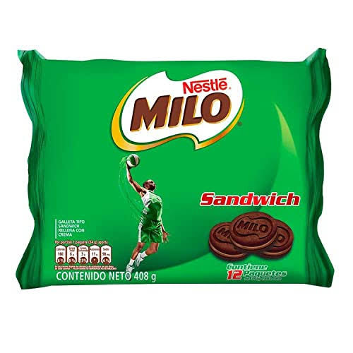 Nestle Milo Sandwich Galletas Rellenas con Crema 12 packs 408gr