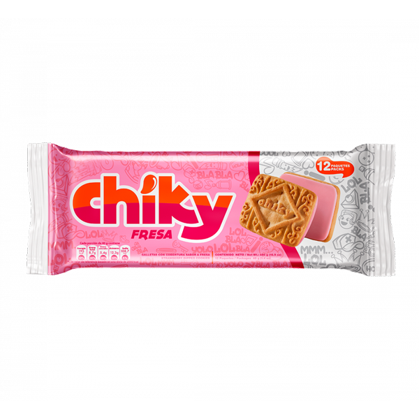 Chiky Strawberry Cookies Galletas Chiky de Fresa 12 Packs 480gr