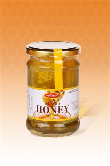 Wellmade Acacia Honey with Comb 350gr Miel