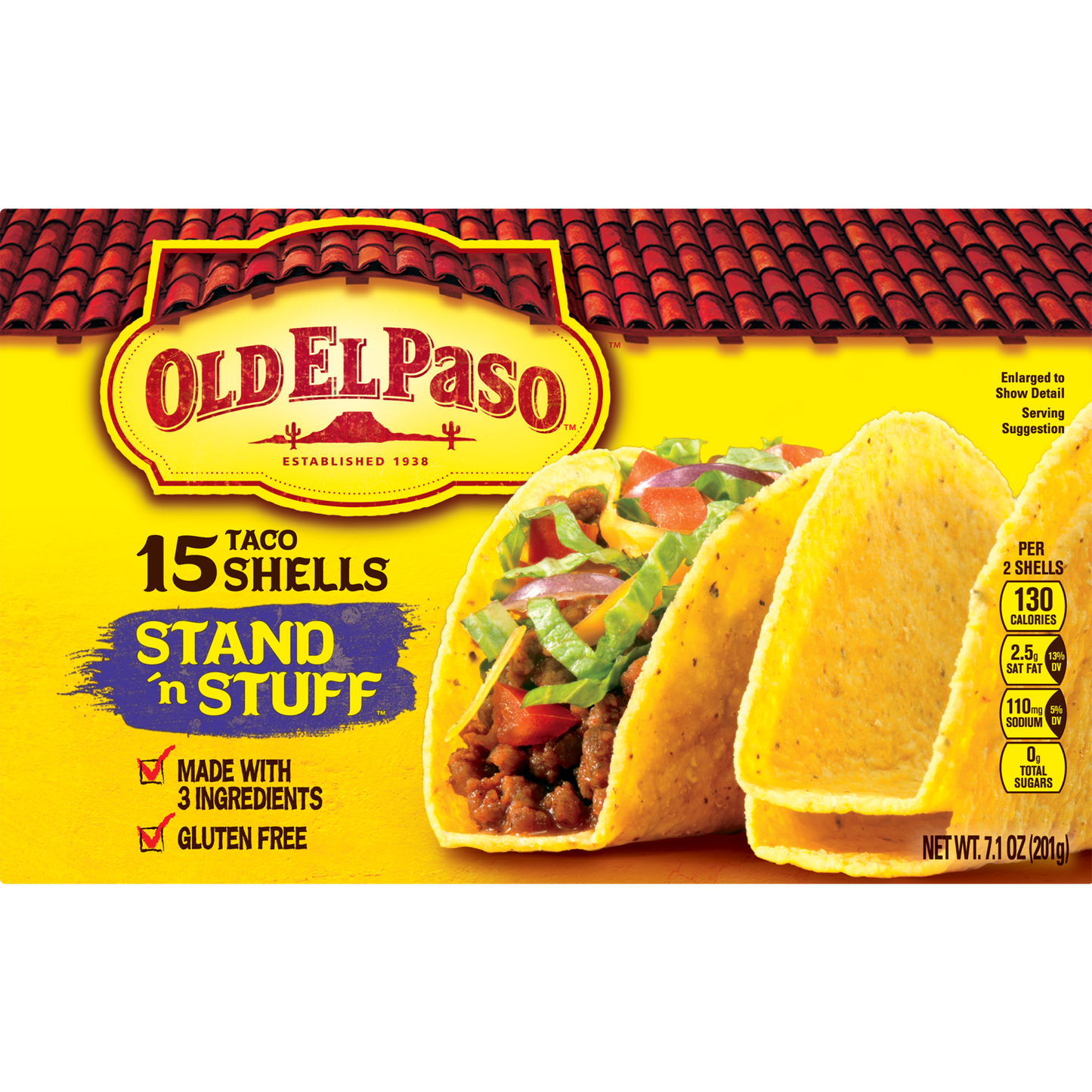 Old El Paso Taco Shells, Stand 'n Stuff,  Gluten Free, 15 Count