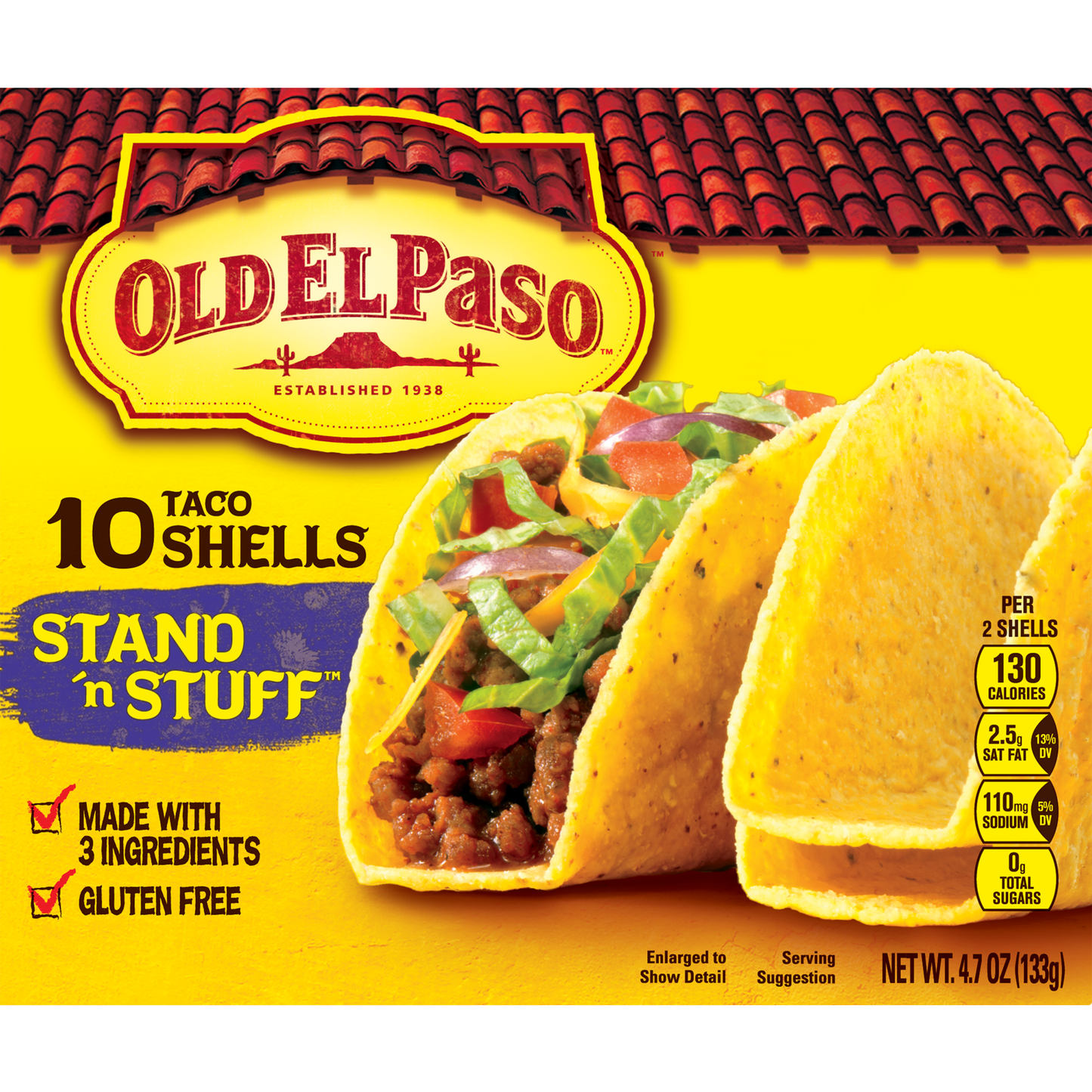 Old El Paso Taco Shells, Stand 'n Stuff,  Gluten Free, 10 Count
