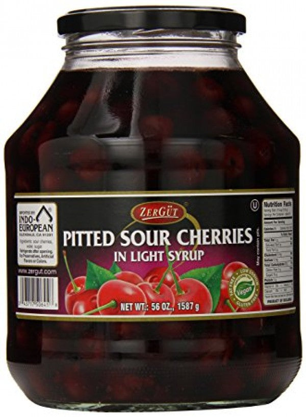 Zergut Pitted Sour Cherries In Light Syrup 56oz