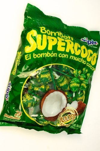 Super Turron BOMBON SUPERCOCO COCONUT CANDY LLOLYPOPS BAG OF 24 360g