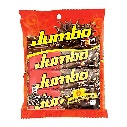 Jet JUMBO Chocolate con Leche y Mani  Pack of 6  240g Milk Chocolate with peanuts