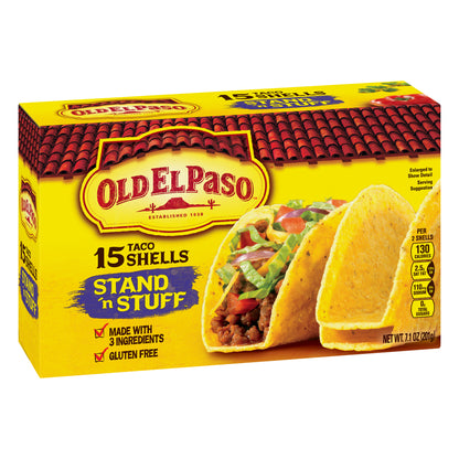 Old El Paso Taco Shells, Stand 'n Stuff,  Gluten Free, 15 Count