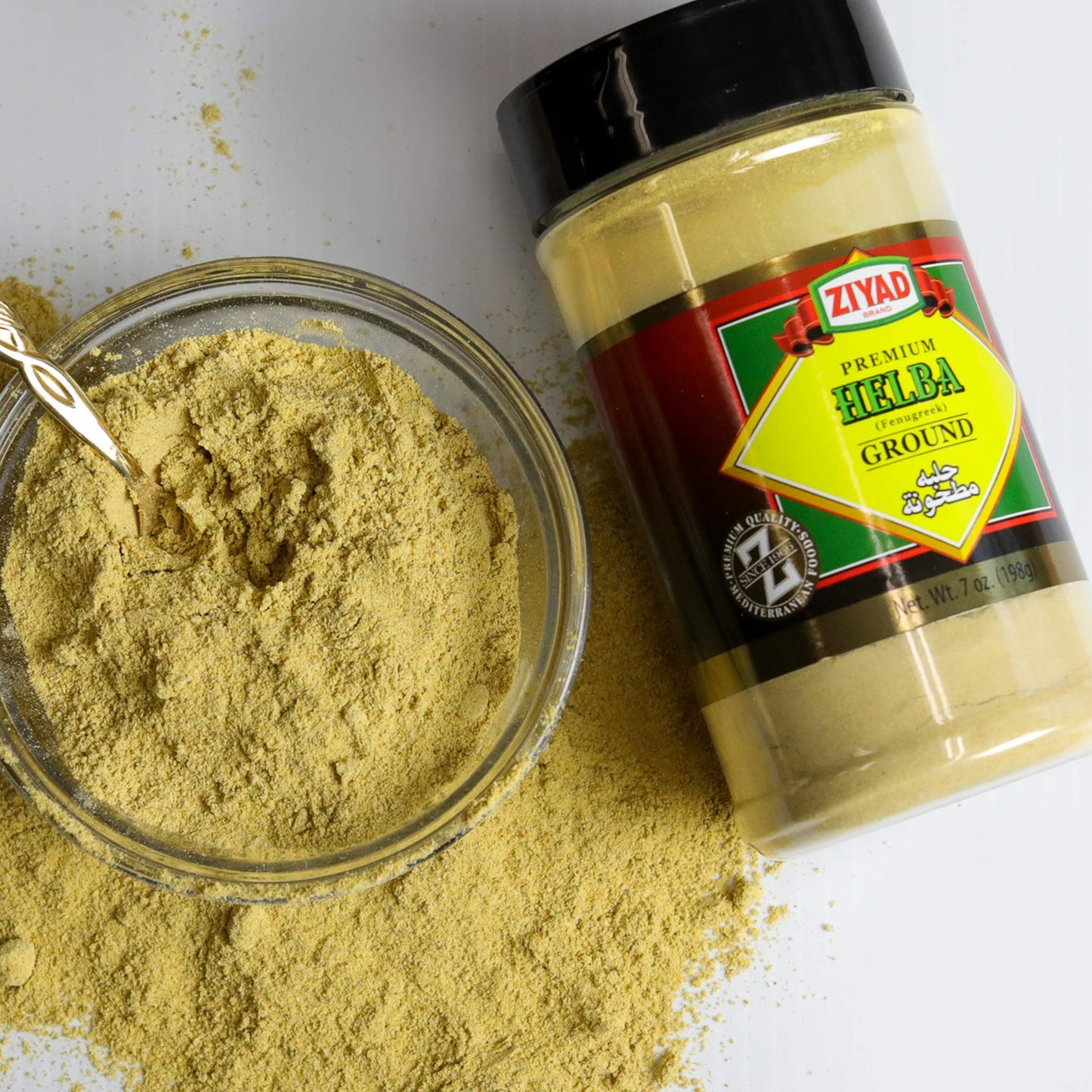 Ziyad Premium Ground Helba, Fenugreek, Methi 100% All-Natural Flavorful Spices, No Additives, No Preservatives, No Salt, No MSG, 7 Oz