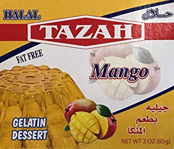 Tazah Halal Gelatin Dessert Mango 3 OZ حلال جيليه