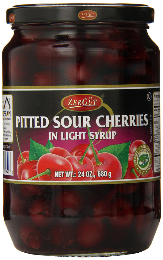 Zergut Pitted Sour Cherries in Syrup, 24 Ounce