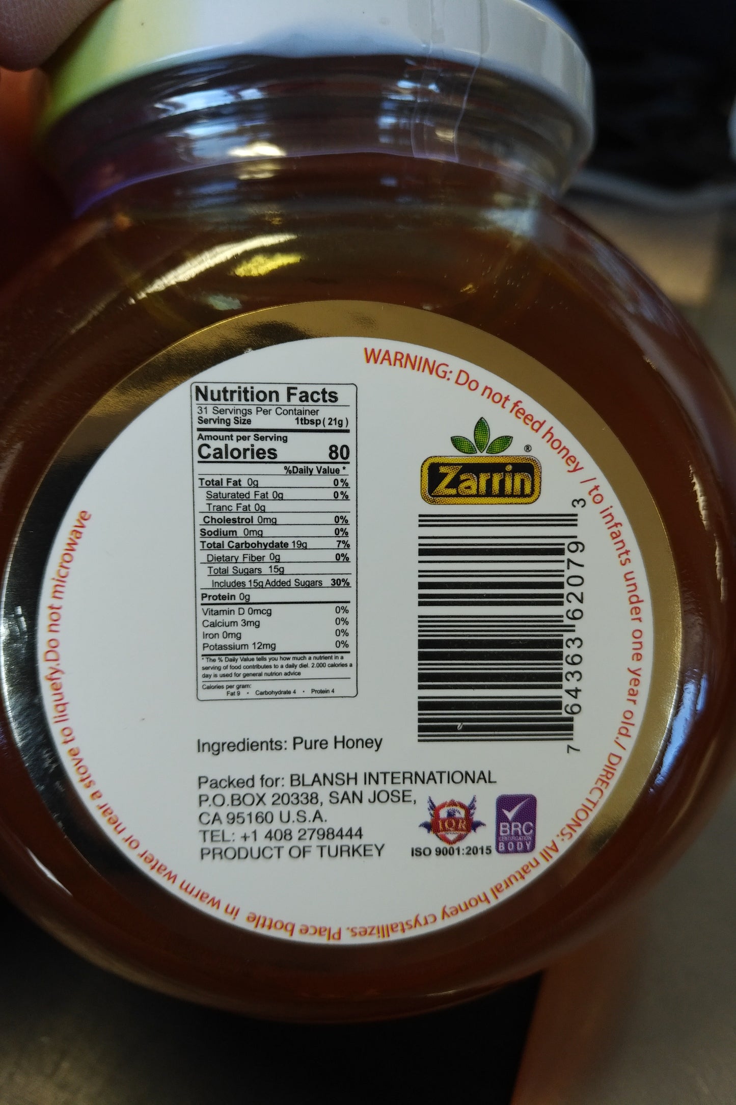 Zarrin WildFlower Honey 23oz