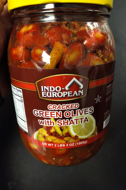 Indo European Cracked Green Olives With Shatta 1Kg