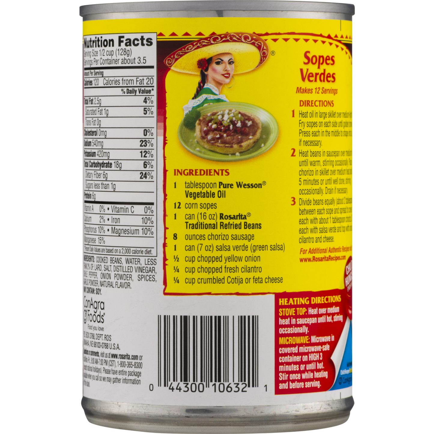 Rosarita Traditional Refried Beans, 16 oz