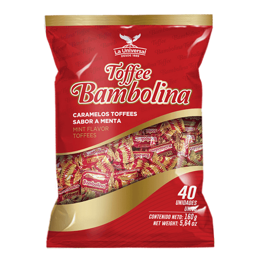 La Universal Toffees Bambolina sabor a Menta mint Flavor Toffees 40unit 160gr