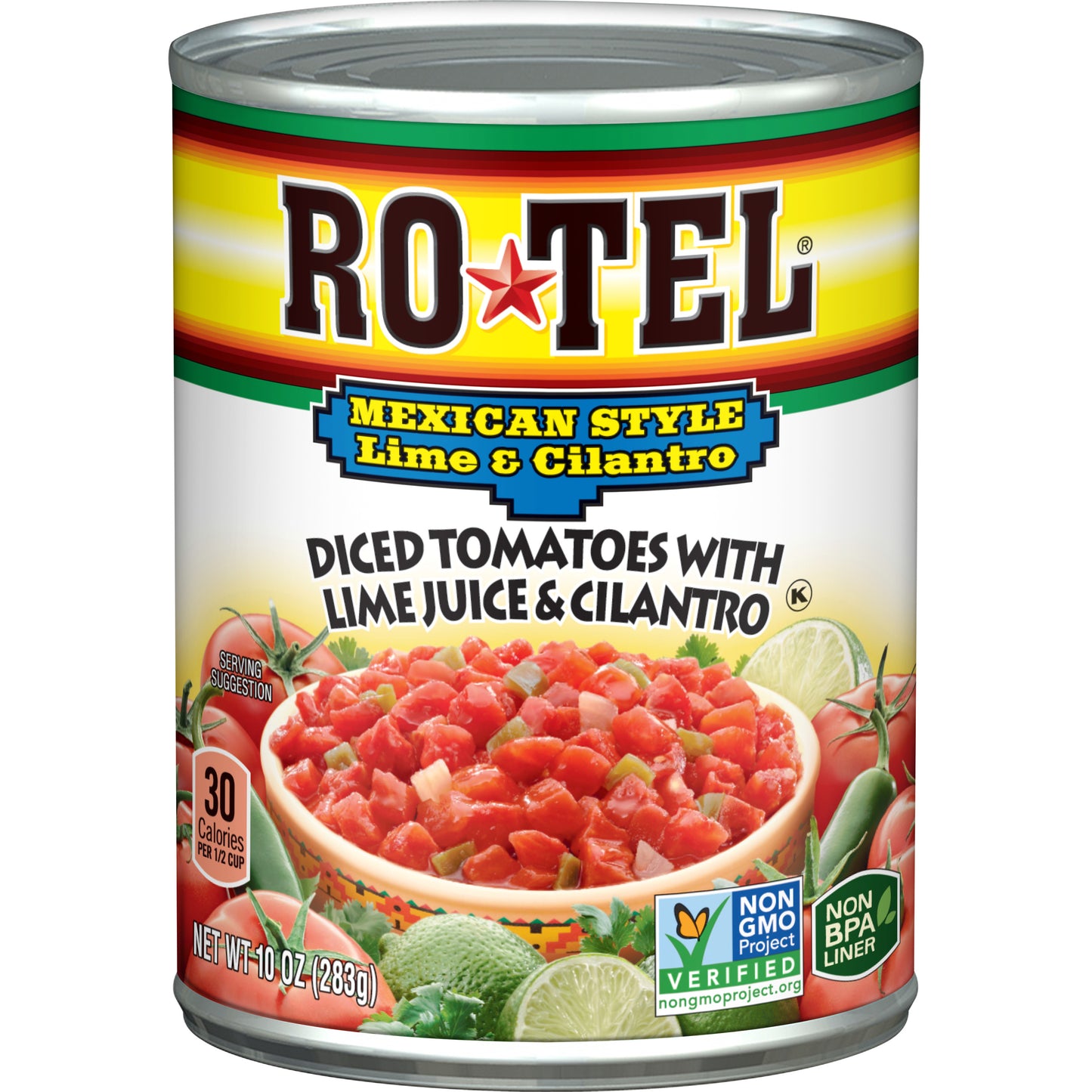 RO*TEL Mexican Style Diced Tomatoes with Lime Juice and Cilantro, 10 Ounce