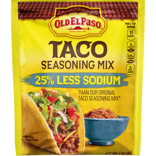 Old El Paso Taco 25% Less Sodium Seasoning Mix, 1 oz