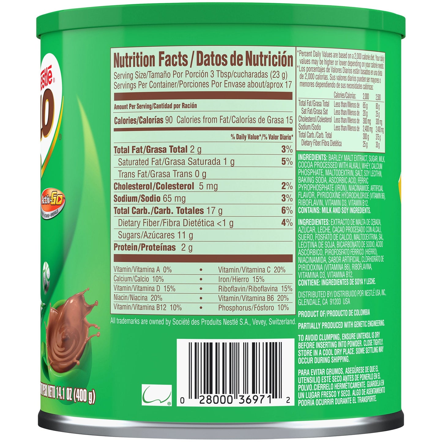 NESTLE MILO Chocolate Flavored Nutritional Drink Mix 14.1 oz. Canister