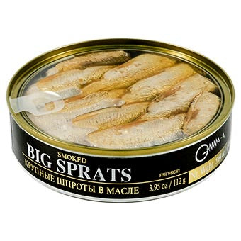 Amberye Riga Gold Smoked Big Sprats in Oil with Clear Top (Easy Opener) 160g