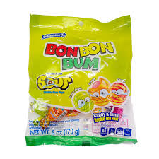 Bon Bon Bum Sour Lollypop with bubble gum Colombina 170gr
