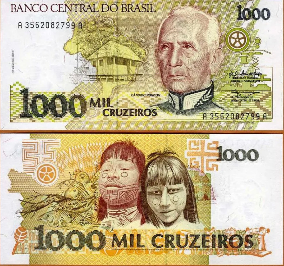 Brazil, 1000 cruzeiros, ND (1990), P-231a, UNC Native Children