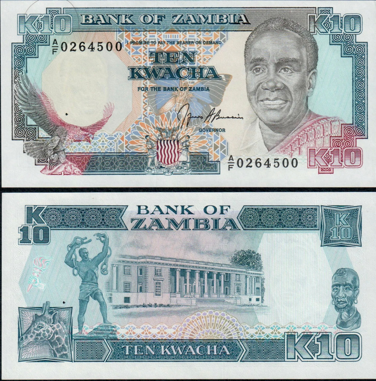 ZAMBIA 10 KWACHA (P31b) N. D. (1989-91) UNC