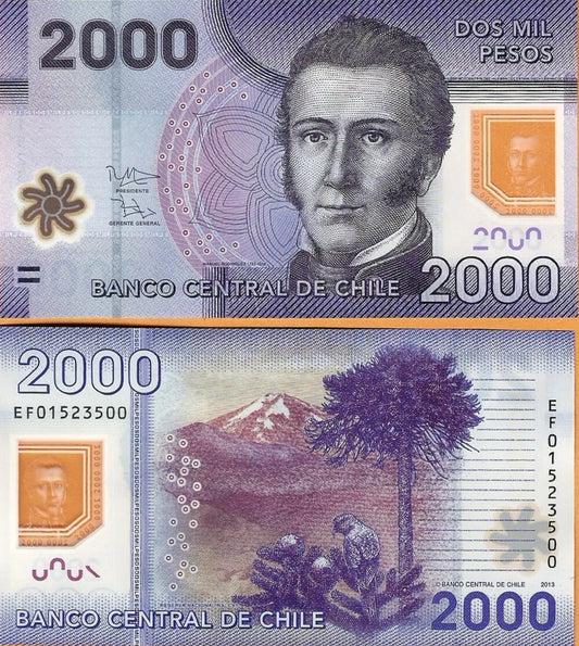 CHILE 2013 (2016)  UNC 2000 Pesos Banknote Polymer Money Bill P-162c