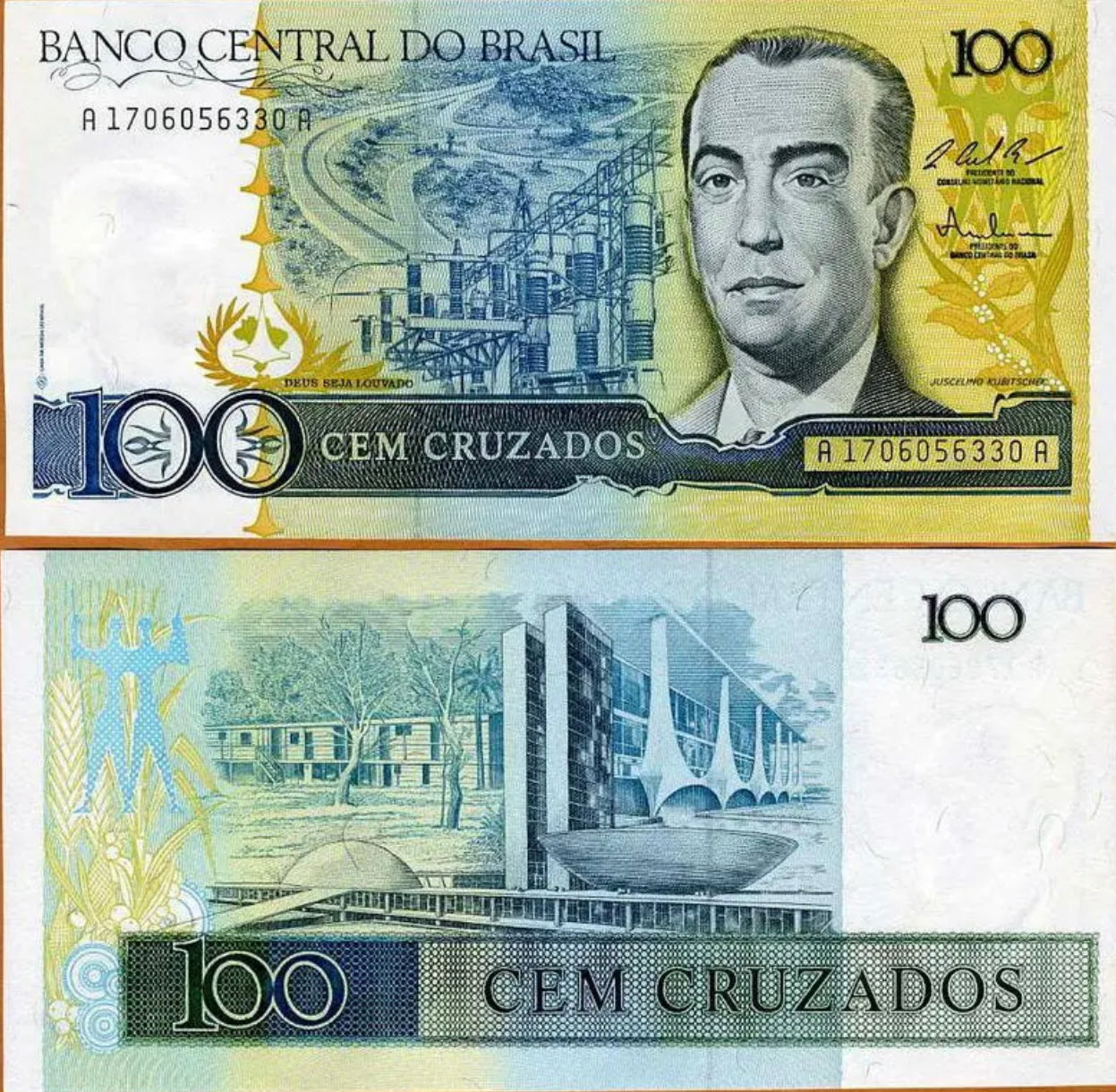 Brazil, 100 cruzados, ND (1986-1988), P-211, UNC
