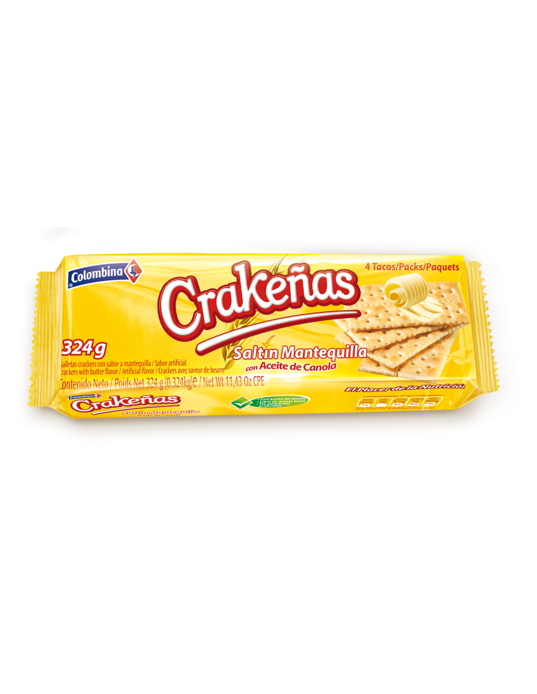 Colombina Galletas de Mantequilla Butter Crackers Crakeñas 324gr