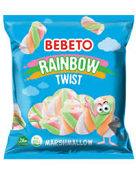 Bebeto Halal Rainbow Twist Marshmallow Fat Free 275 gr